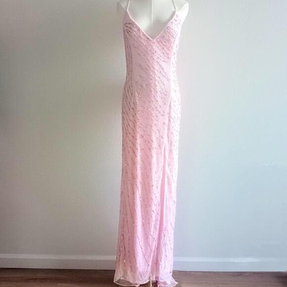 Y2K Pink Beaded Sequin Fairy Prom Dress